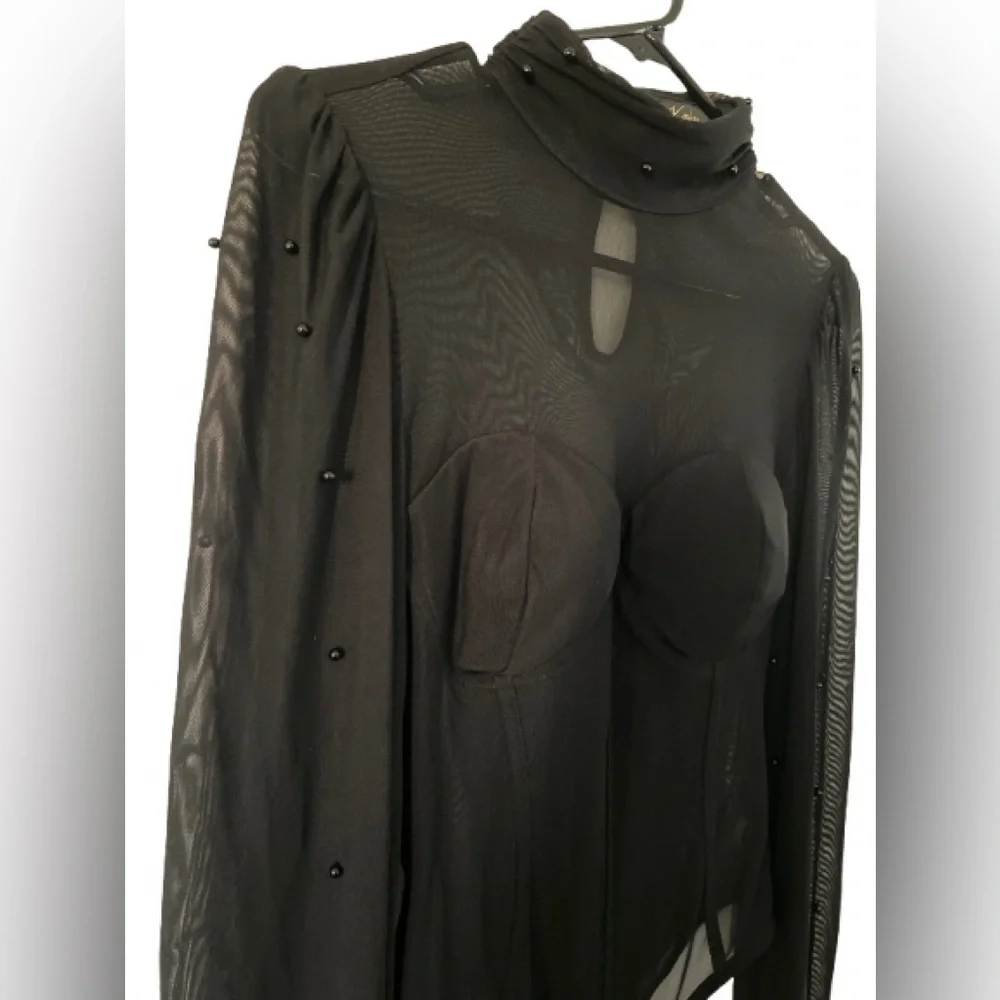 Kaylee  Black Sheer Bodysuit excellent condition P to P 16” - Picture 3 of 4